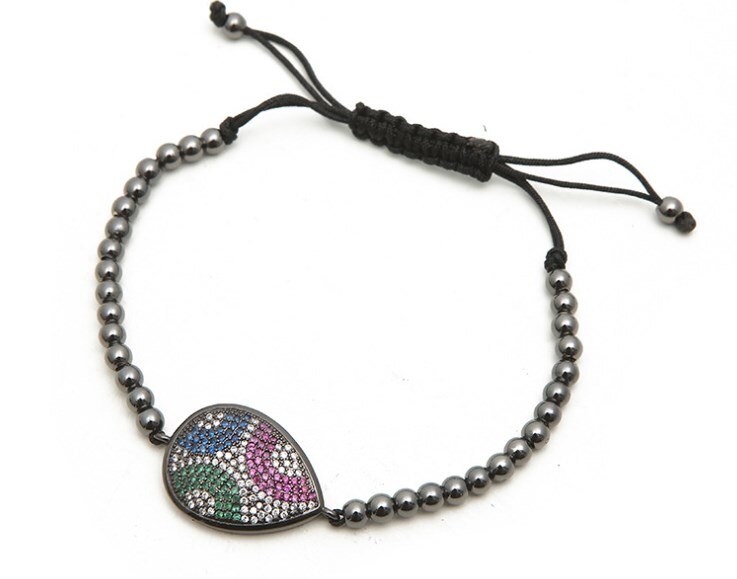 Goud Zilver Micro Pave Cz Zirconia Touw Aangepast Koperen Kralen Armband Gdf2 Leaf Charm Gevlochten Armbanden Vrouwen: 4