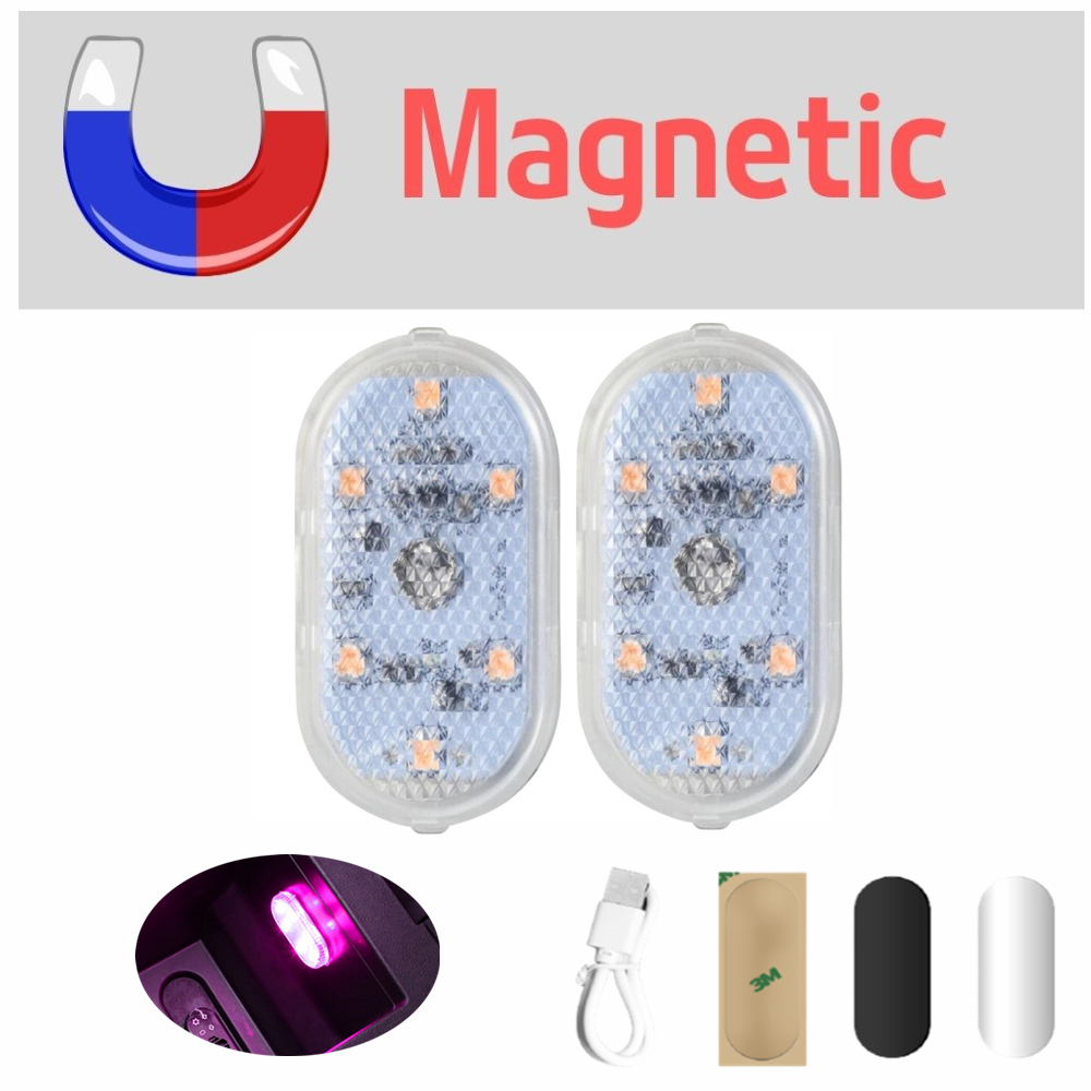 2 Stuks Brood Licht Kofferbak Led Voet Licht Magnetische Touch Licht Auto Led Interieur Licht Auto Dak Verlichting: Roze
