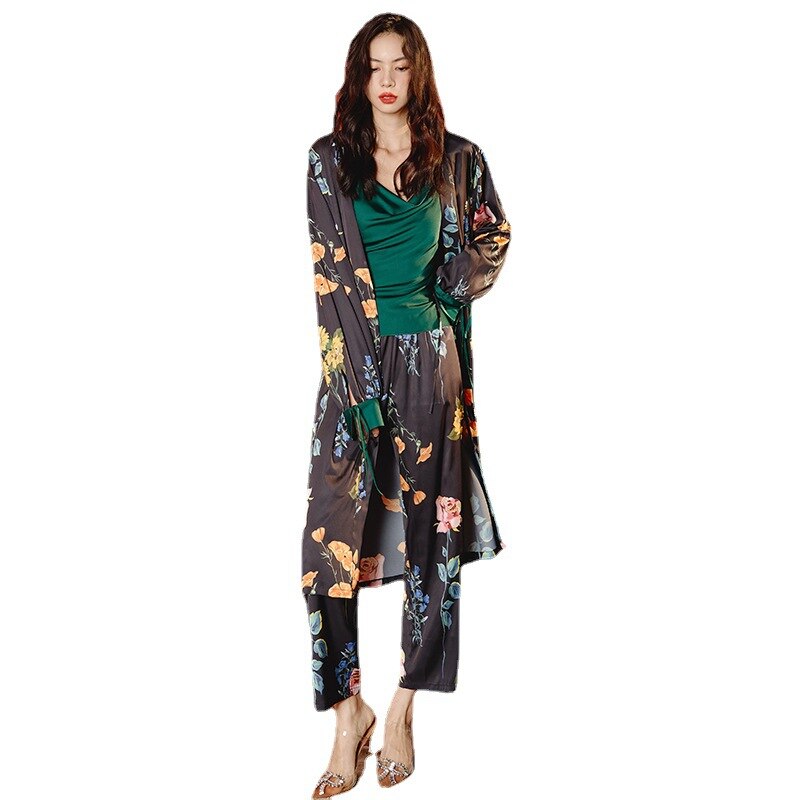 Vrouwen Lange Mouw Gewaad Lady Losse Tweedelige Set Toevallige Badjas Lente Zomer Vrouwelijke Chiffon Sexy Comfort Nachtkleding