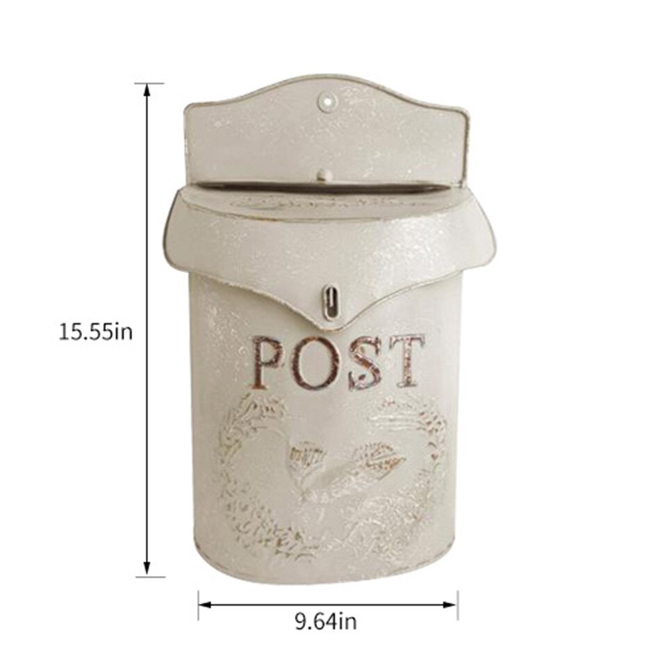 Buzón Vintage Villa jardinería exterior relieve carta caja Retro arte Pastoral flor tienda café decoración colgante de pared con cerradura: cream white