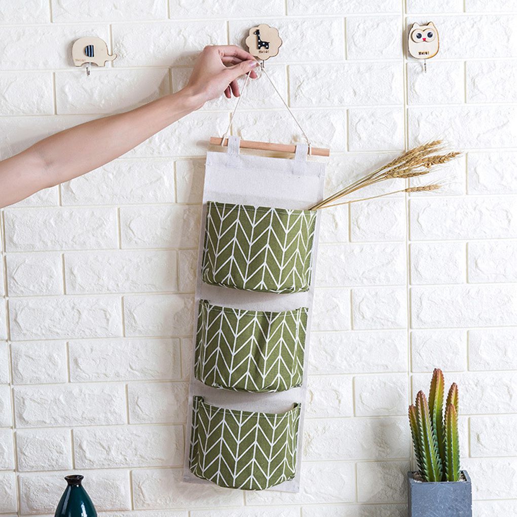Cool Home-organizador colgante para armario con 3 bolsillos, bolsa de almacenamiento a rayas, para habitación de niños, Puerta del dormitorio, llaves, organizador de teléfono móvil,