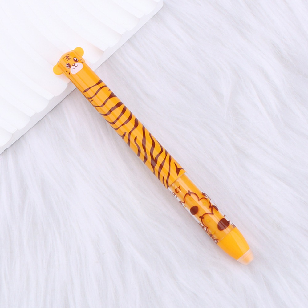 Cartoon Erasable Ballpoint Pen Animal Quick-drying Neutral Pen Double Ink Color Signature Pens Stationery