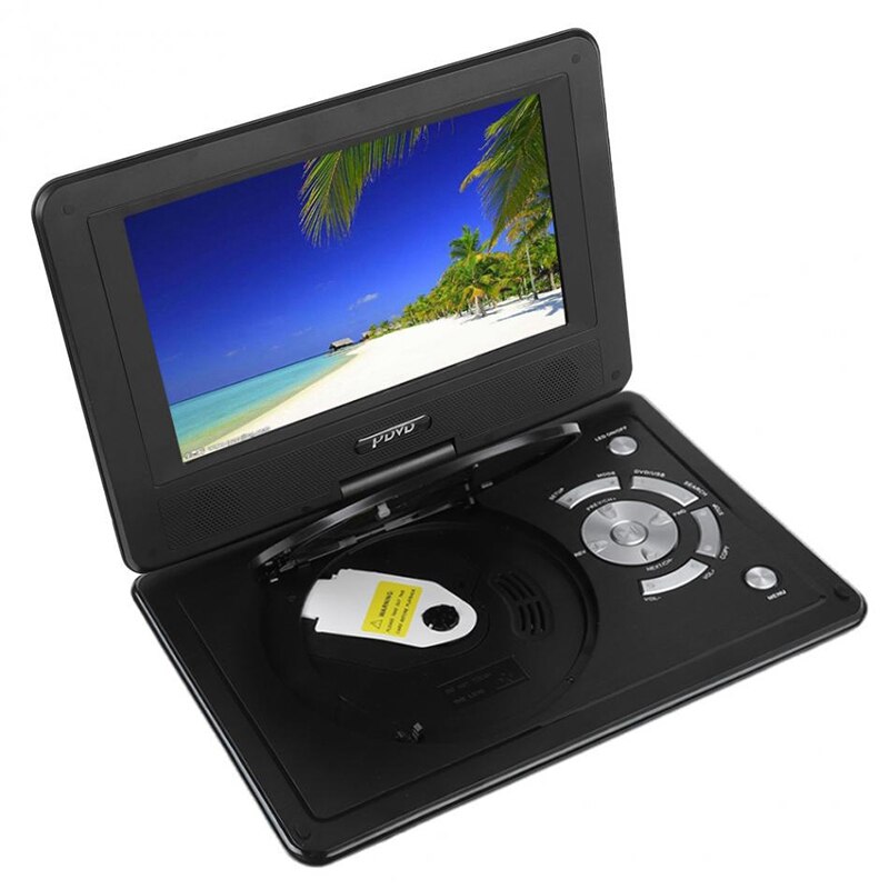 9.8Inch Portable DVD Player USB FM Radio Receiver AV CD Speakers Game Player Mini TV Player with Games Joysticks-EU Plug