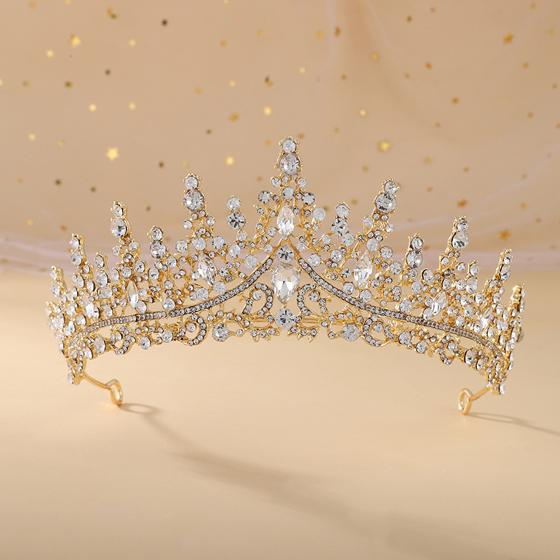 Tiaras nupciales de cristal de ópalo de Reina de princesa barroca, coronas, tocados elegantes de lujo, diadema, vestido de pelo de boda, accesorios de joyería: Chapado en zinc blanco y azul