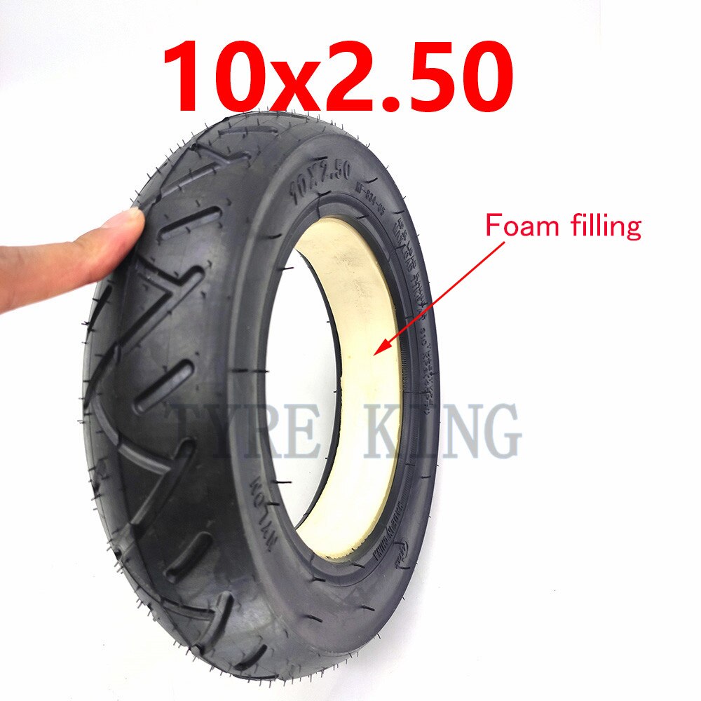 Neumático sólido 10x2,50, neumático inflable a prueba de explosiones para Scooter, Balance de conducción, bicicleta, vehículo eléctrico, neumático a prueba de pinchazos: A