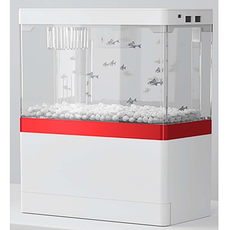 Petit aquarium de poisson rouge silencieux, décor de maison avec support pour téléphone et Pad