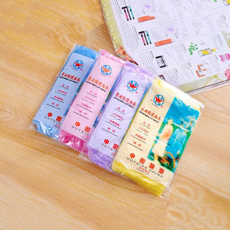 1 stuk compacte lichtgewicht wegwerpregenjas voor één persoon, regenkleding voor buitenactiviteiten, regenkleding, willekeurige kleur