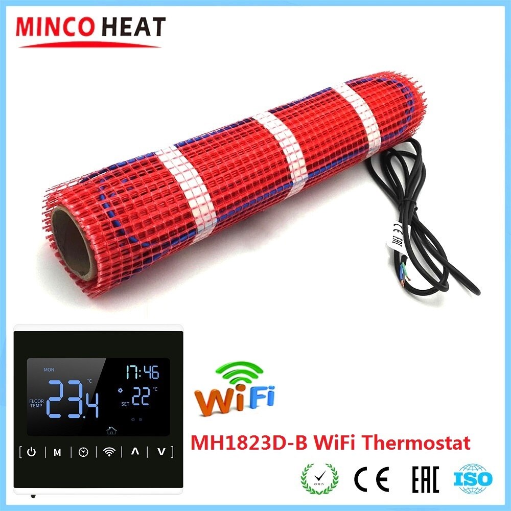 MINCO HEAT 50cmX2m 1m2 Underfloor Heating Warm Mat 150w/m2 Electric Heater Under Tile with Smart WiFi Thermostat