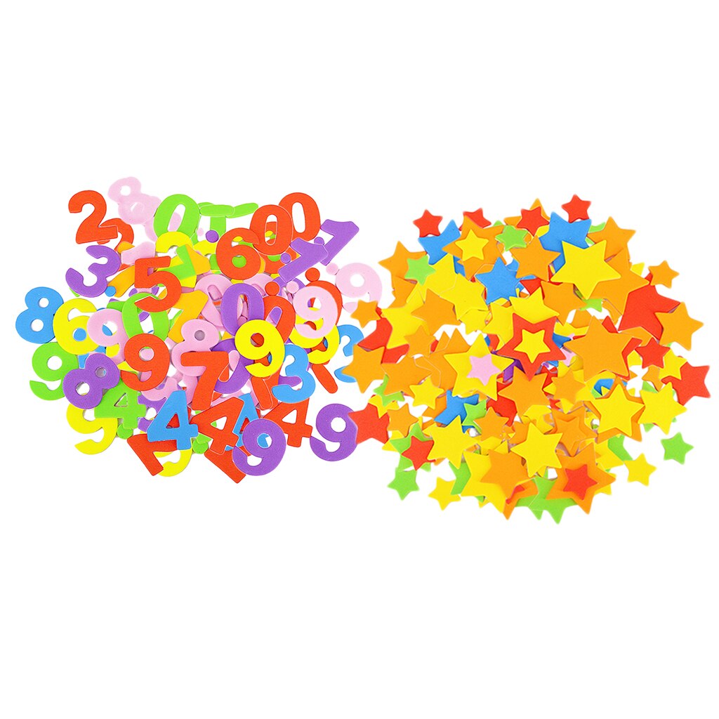 4 Bags EVA Kids Craft Stickers Star Number Foam Sticker Girls Art Protect