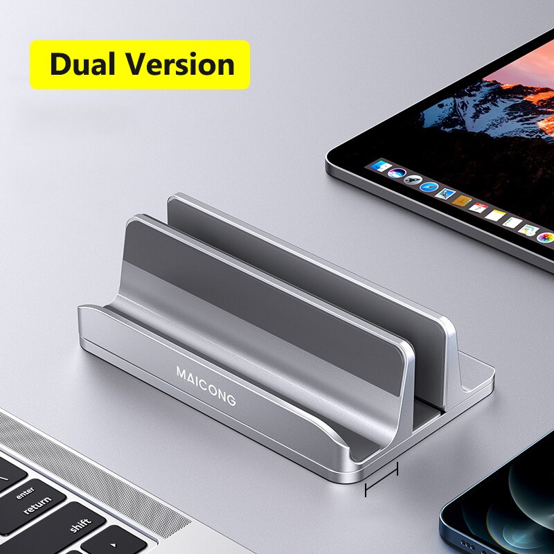 Verticale Laptop Stand Aluminium Draagbare Notebook Mount Ondersteuning Base Verstelbare Voor Macbook Pro Air Boek Houder Ipad Stand: dual version