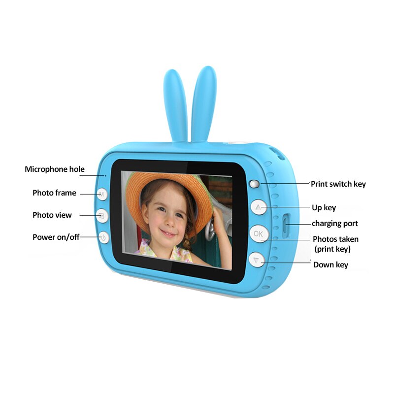 Children Instant Print Camera With Thermal Photo Paper 3.5 inch Cute Digital Video Camera Child Birthday For Kids Girls