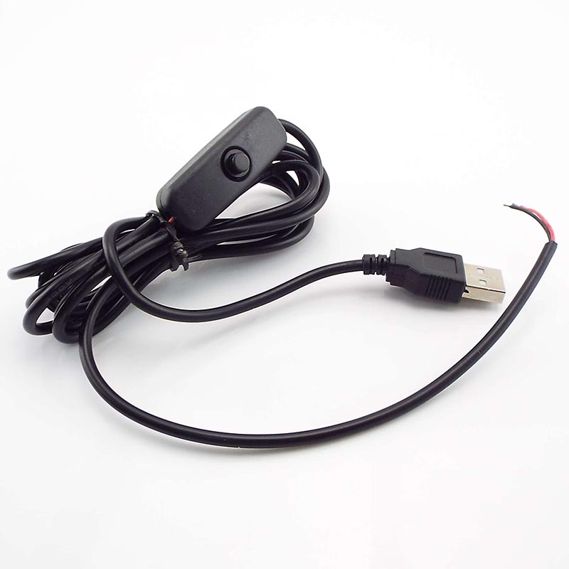 2m usb-kabler med 501 bryterkabler kobber 22 awg 3a- tråds 5v usb 12v strømforlengelsesledning