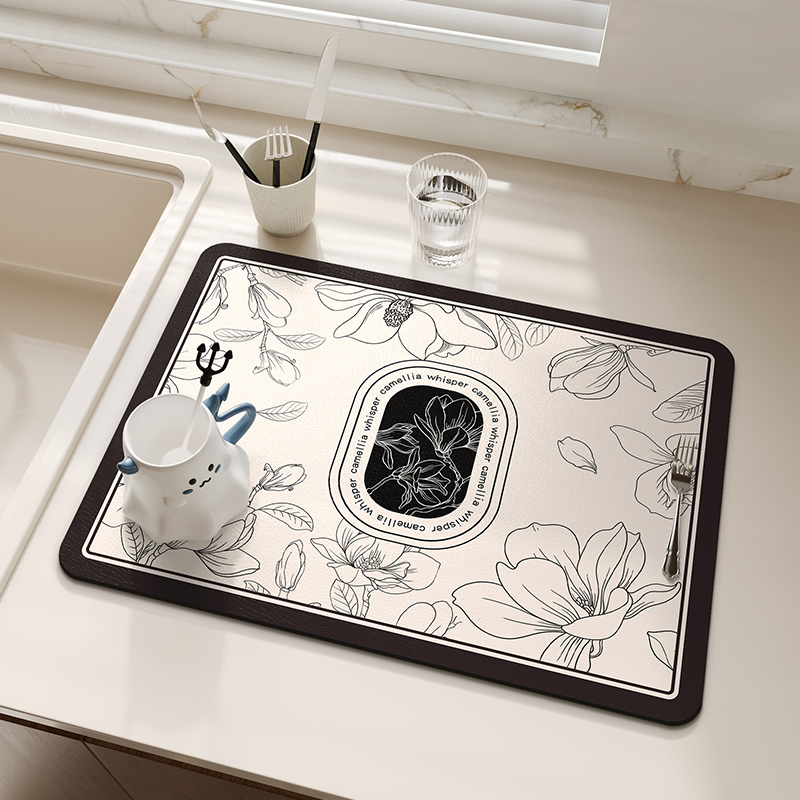 Super Absorbent Kitchen Dish Drying Mat Coffee Maker Mats Drain Pad Tableware Draining Pad Quick Dry Rug Dinnerware Placemat: 80x40 cm / Brown