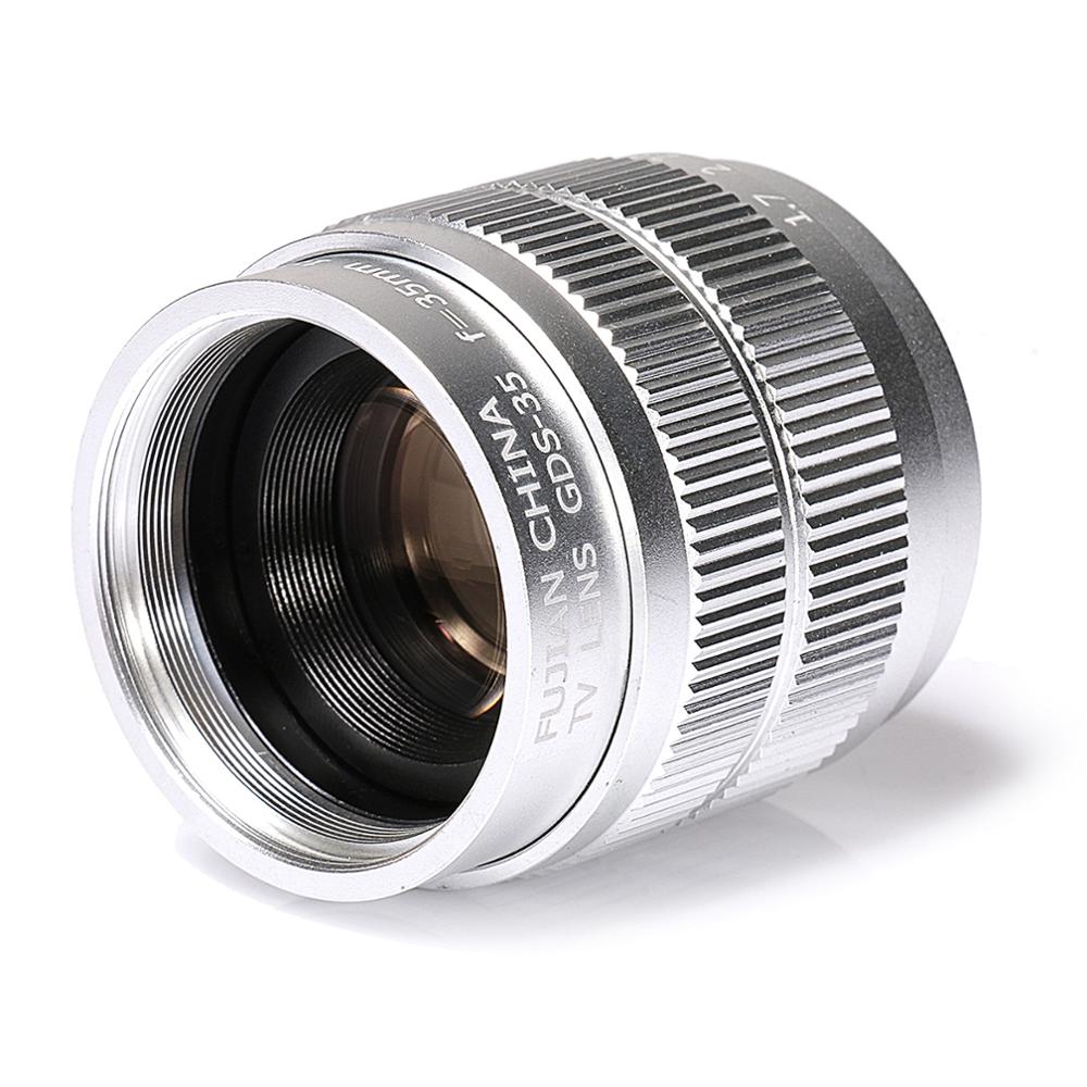 Objectif de vidéosurveillance en argent Fujian 35mm f/1.7 APS-C + bague d&#39;adaptation + 2 anneaux Macro pour caméra sans miroir NIKON1 J1/J2/J3/J4/J5