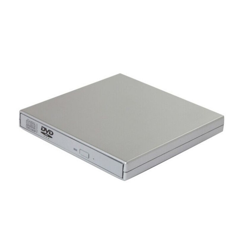 Externe Dvd Drive Usb 2.0 Cd Burner Cd/Dvd Optische Drive, slanke Draagbare Dvd Cd Rom Brander Schrijver Duplicator Voor Laptop Pc: Zilver