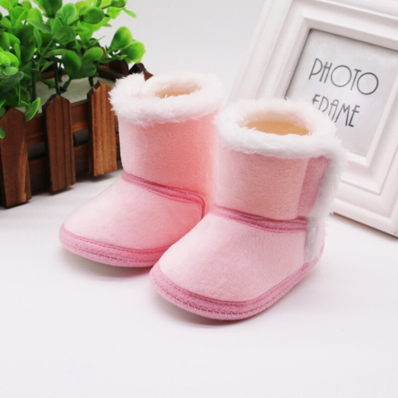 DOGEEK Winter Baby Jungen Mädchen Schuhe Erste Wanderer Winter Kleinkinder Warme Schuhe Faux Pelz Mädchen Baby Booties Leder Junge Baby stiefel: Rosa / 7-12 Monate