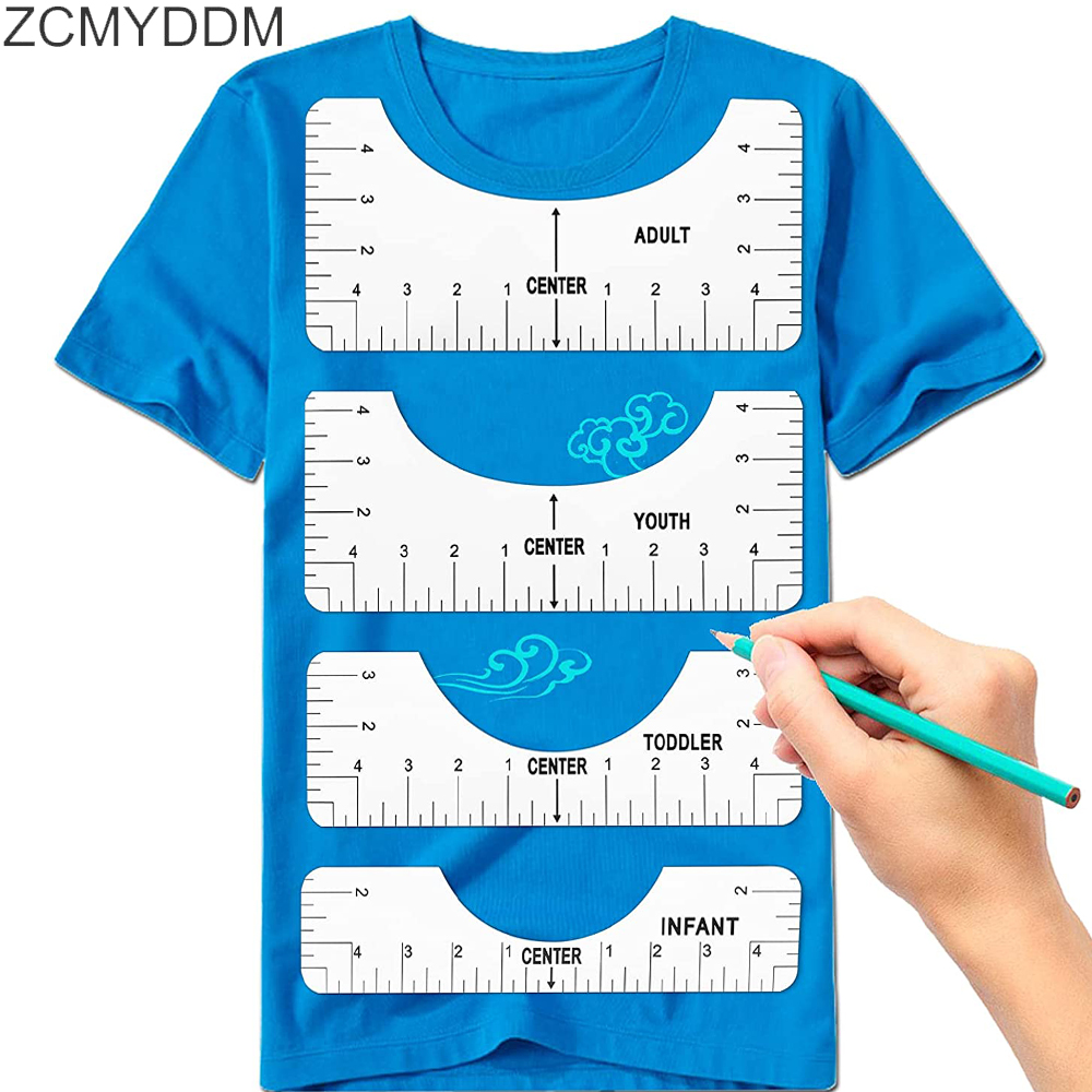Zcmyddm 4 stk t-shirt justering lineal t shirt justering værktøj til diagramtegning skabelon tøj mønster syværktøj