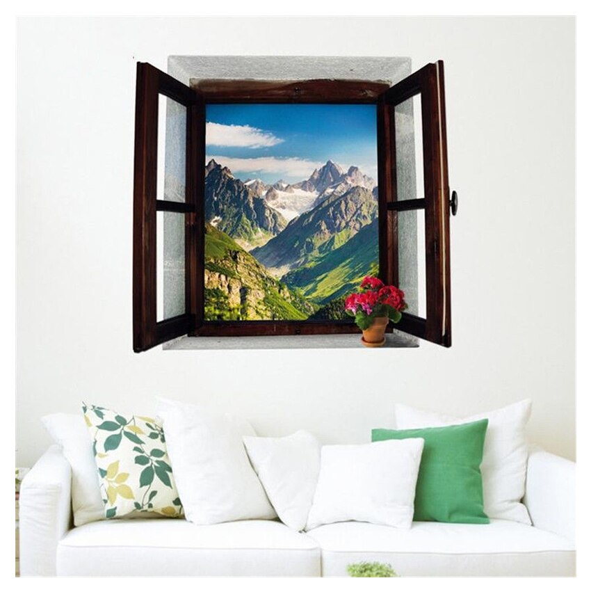 3D View Window Landscape Painting Home Decor Wall Sticker Decal Mural Art US