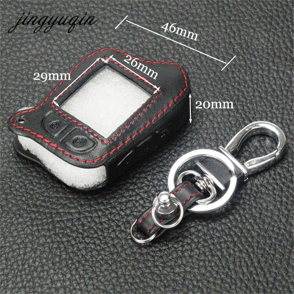 Jingyuqin M13 M14 Leather Case Voor Scher-Khan Magicar 13 14 M110as Auto-Signalen Auto Alarm Afstandsbediening lcd Sleutelhanger Cover