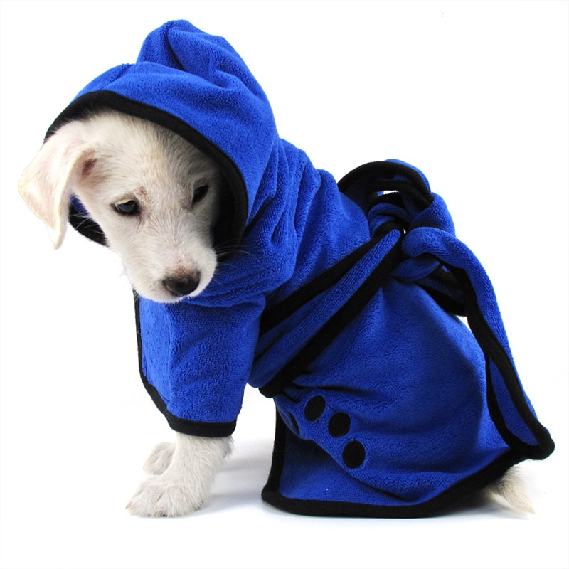 Pet Dog Bathrobe for Small Medium Large Dogs Shower Hooded Bathrobe Dog Bath Towel Cute Embroidery Paw Pet Drying Towel