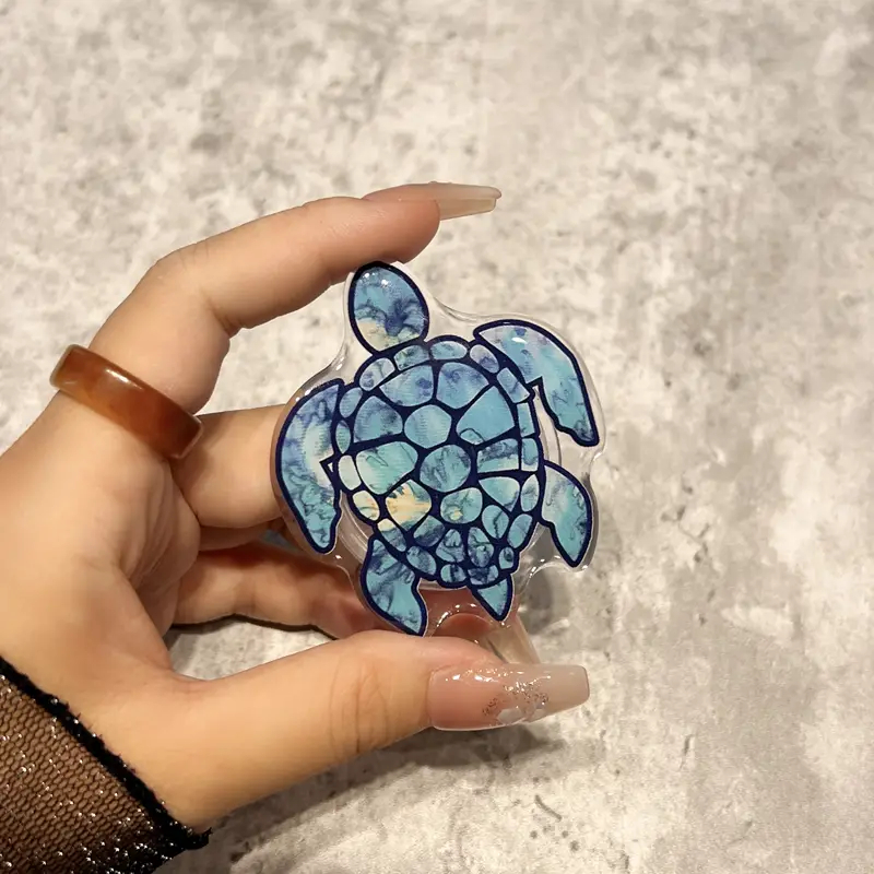 Ins Zeeschildpad Paar Telefoon Griptok Grip Tok Houder Ring Cadeau Voor Iphone Accessoires Koreaanse Mooie Opvouwbare Telefoon Stand Houder: Black