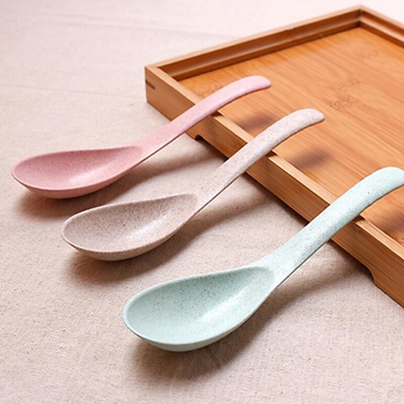 3pcs/lot Soup Spoon Wheat Fiber Tea Coffee Spoon For Tea Party Teaspoons Ice Cream Flatware Soup Spoon Sets