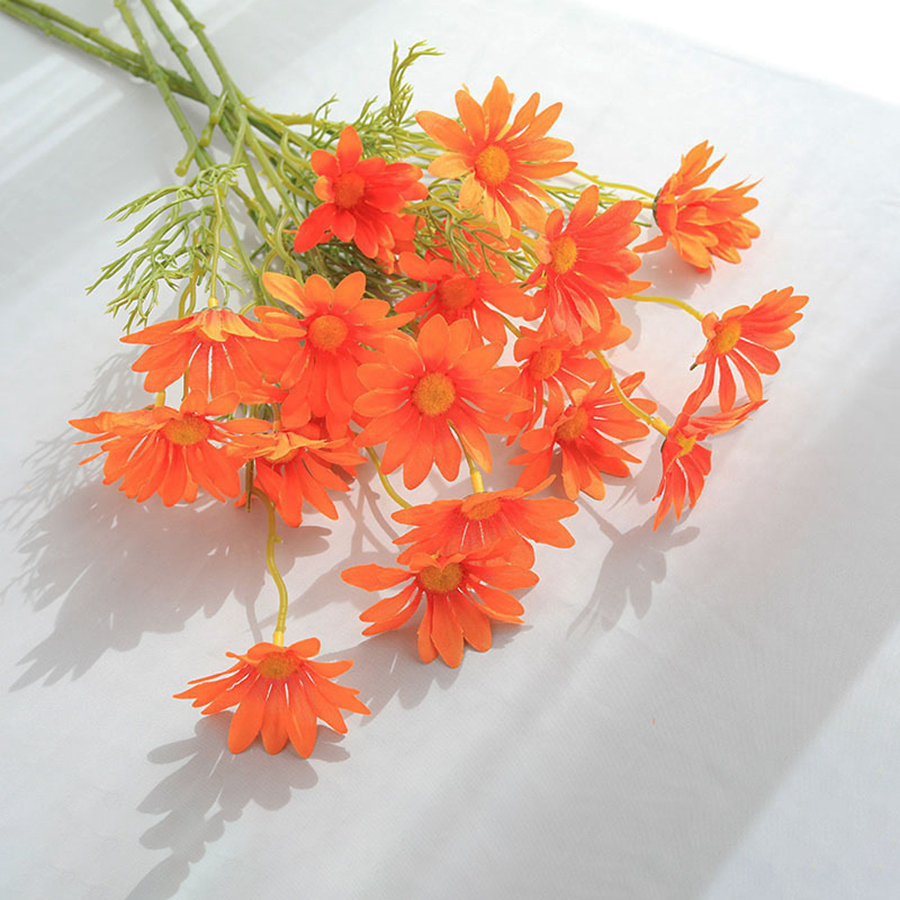 Flores artificiales, margaritas de seda, fiestas de novias baratas, bodas, bodas, mesa de jardín, decoración, , accesorios para plantas de escenario: Naranja