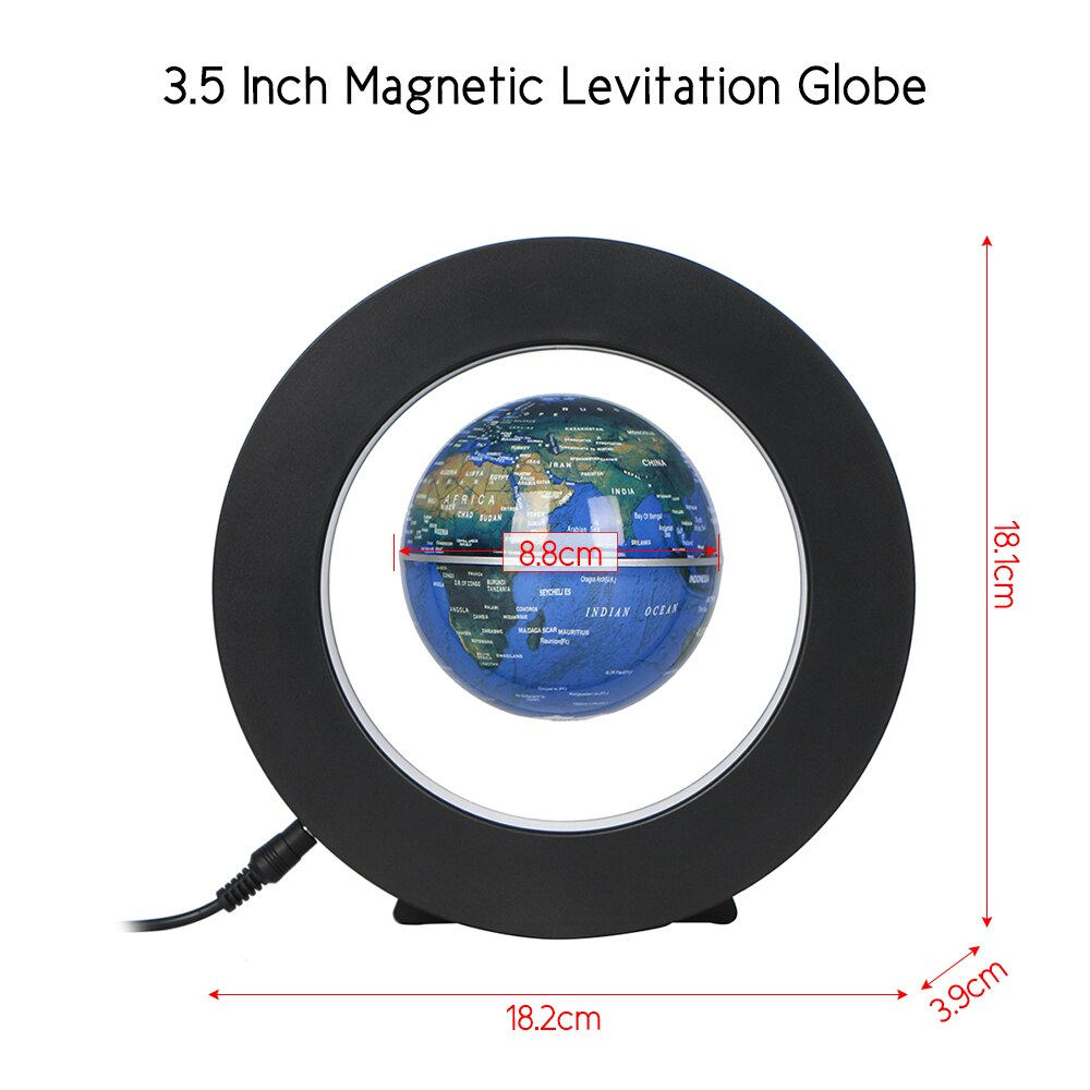3.5 Inch Magnetic Levitation Floating Globe World Map Tellurion Anti Gravity with LED Light for Children Christmas