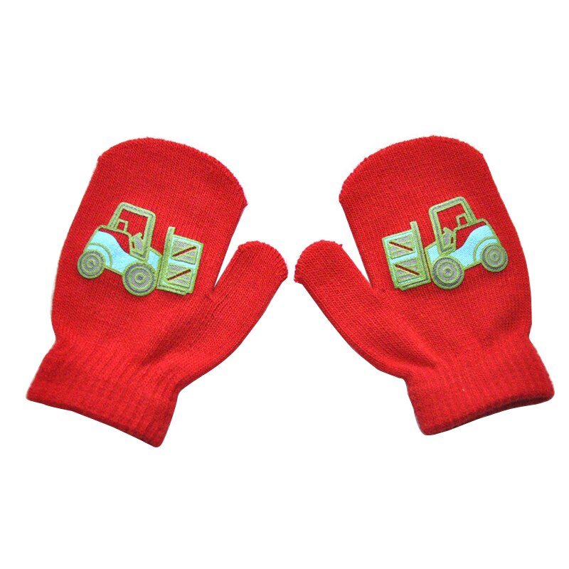 Crianças inverno quente luvas for1-5years meninos e meninas venda quente bonito pequeno caminhão de construção padrão criança macio malha luvas: T5