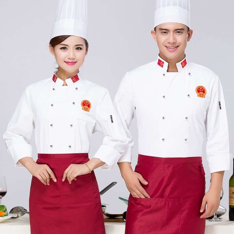 Kokk slitasje langermet uniform kakebakers antrekkbutikk og cateringhotell restaurant kokkuniform pluss størrelse b -5566