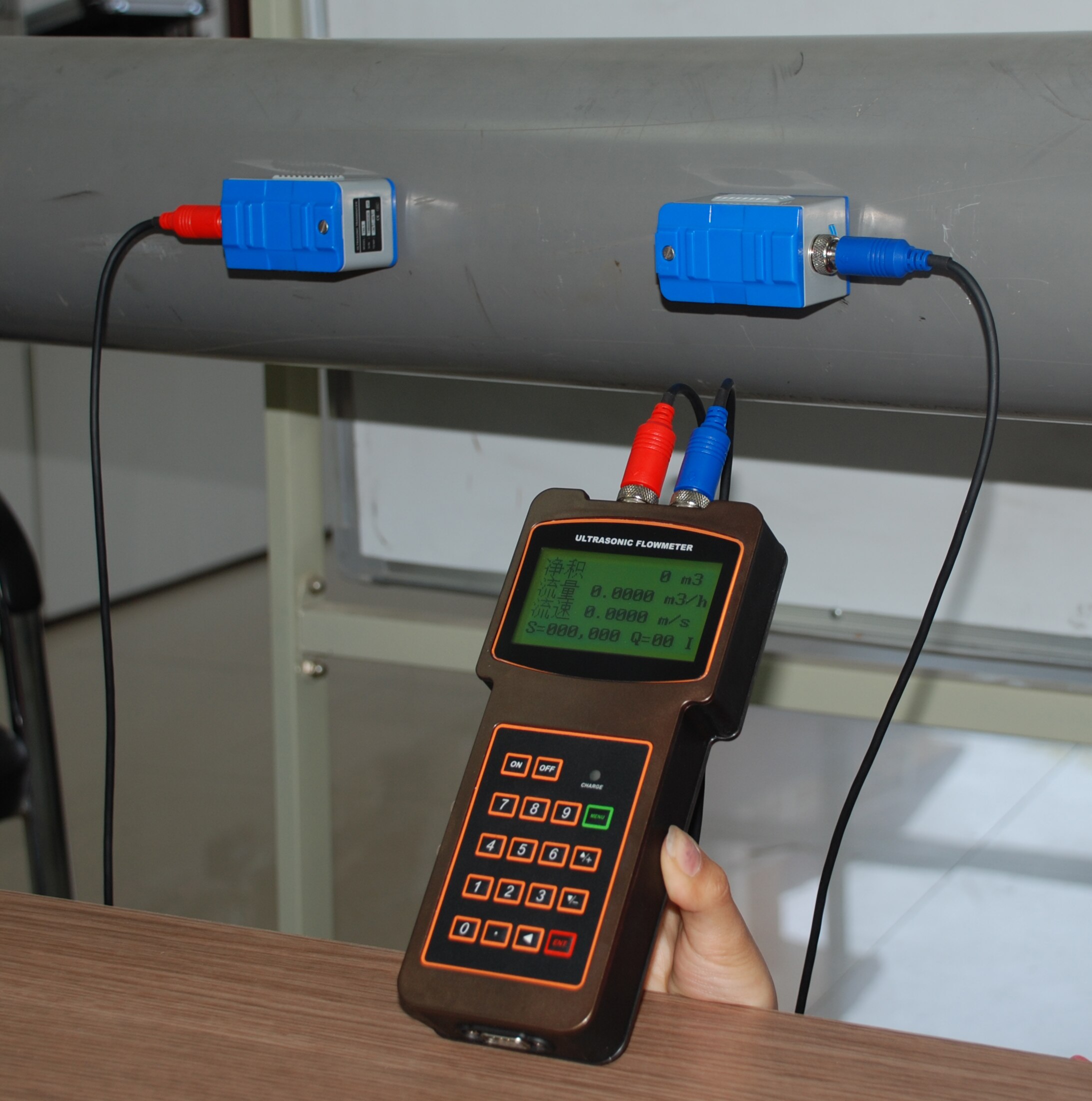 TUF-2000H Portable Liquid Flow Meter Ultrasonic Flowmeter with TS-2 Sensor for Pipe DN25-100mm
