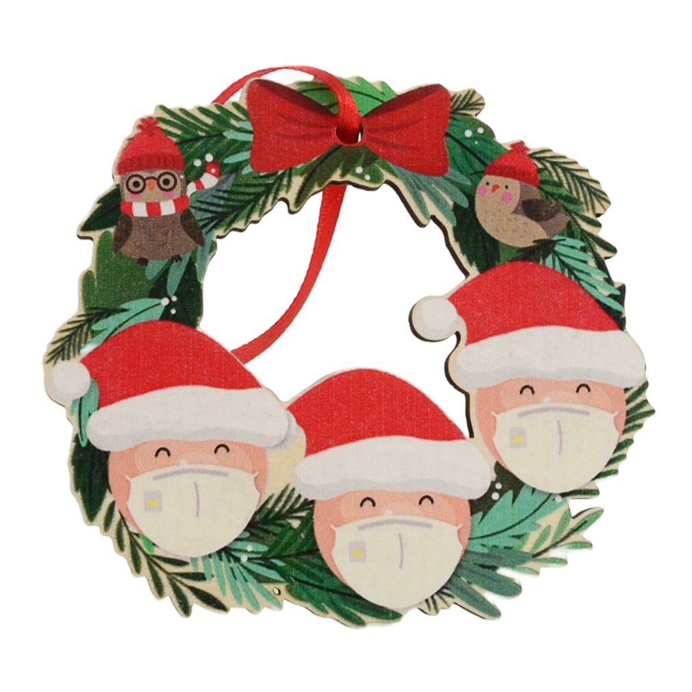 Cute Christmas Family DIY Christmas Tree Resin Pendants Snowman Pendants Wearing Masks And Christmas Hats: 3 doll