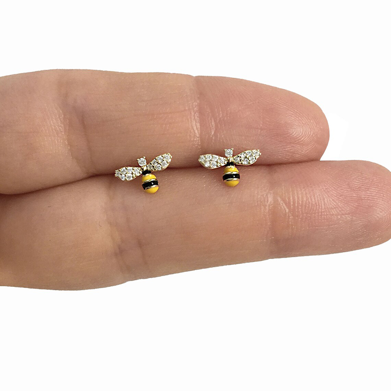 Huitan – boucles d'oreilles abeille délicates pour femmes, couleur argent/or, drôle, usage quotidien, Piercing, bijoux pour adolescents, directe