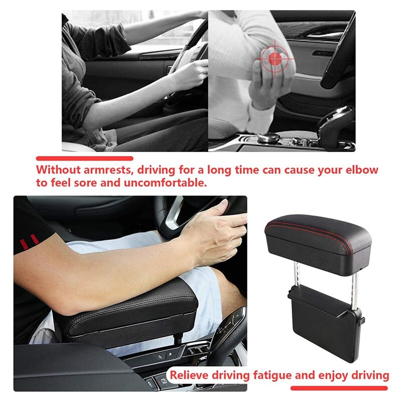 Universal Car Armrest Box Elbow Support Adjustable Car Center Console Arm Rest (Brown)