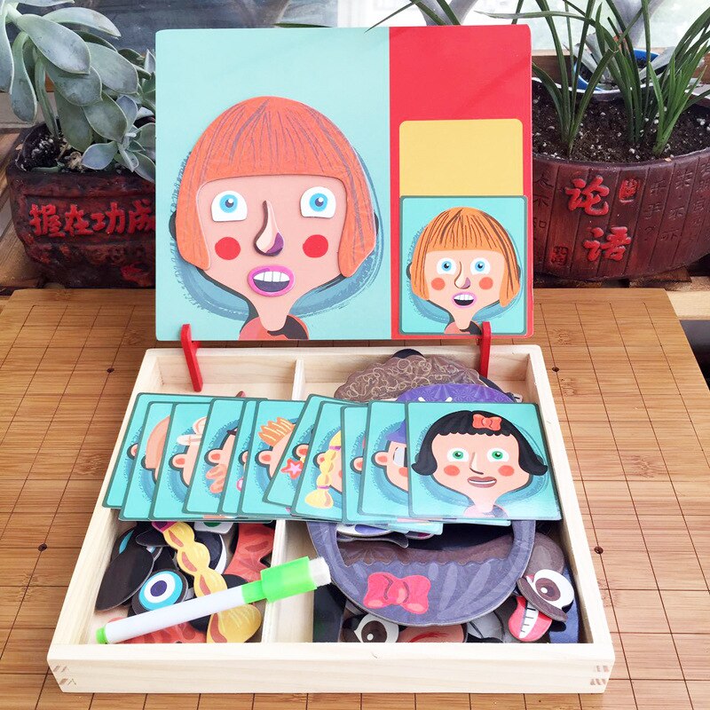3d houten magnetische puzzels voor kinderen sticker montessori baby up educatief figuur dieren voertuig tekenbord leerzaam speelgoed