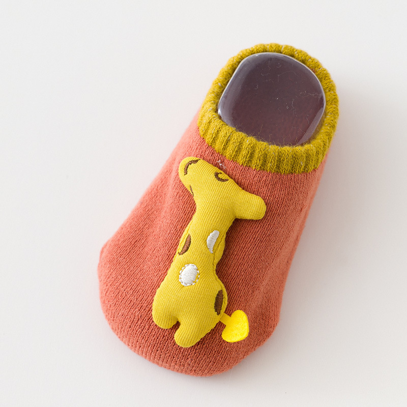 Cartoon Dinosaur calzini per bambini inverno caldo ragazza ragazzo calzini da pavimento bambola carina antiscivolo bambino calzino corto: yellow short