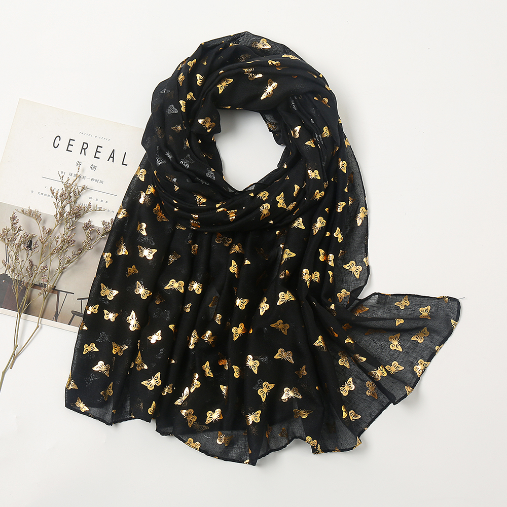Foulard à paillettes doré uni pour femme, Hijab surdimensionné, châle brillant, bandeau musulman: 1