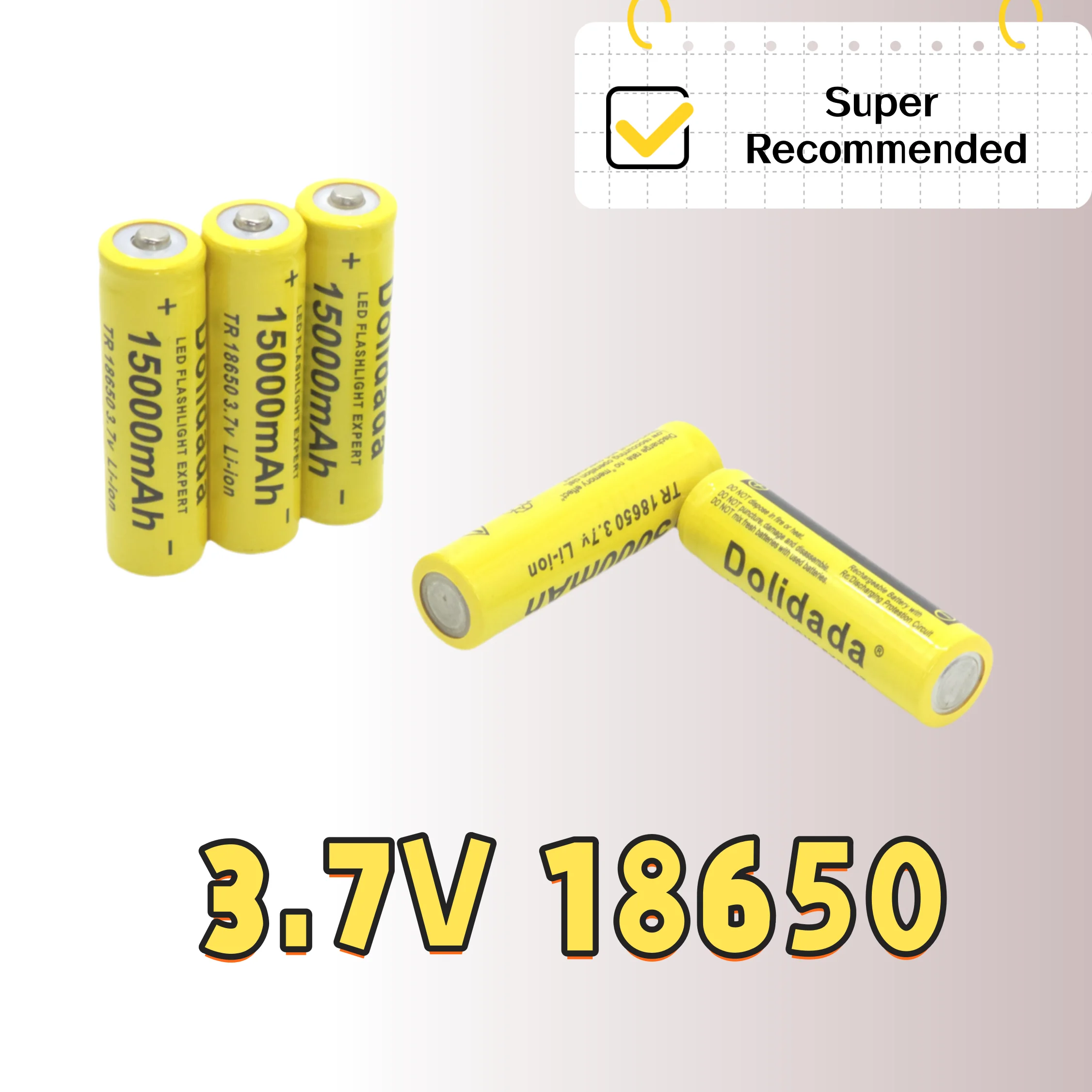【15000mAh High-Capacity Charge】3.7V 18650 Large-Capacity Rechargeable Lithium Battery | Comes with a Charger