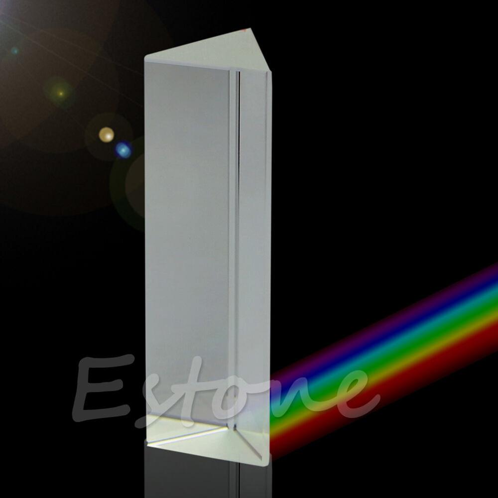 10cm 4" Optical Glass Triple Triangular Prism Physics Teaching Light Spectrum