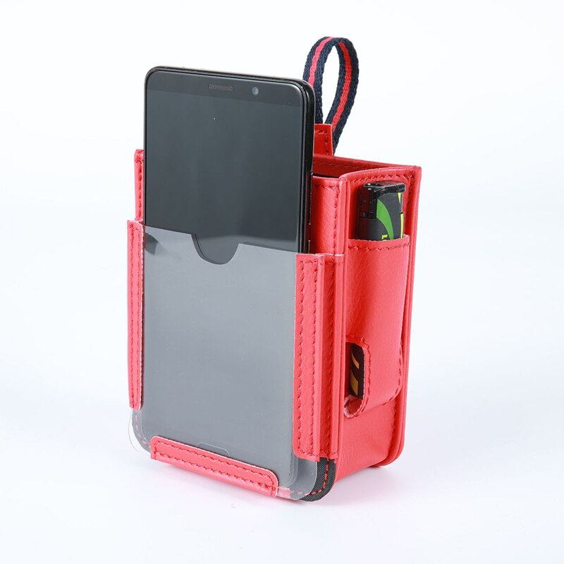 Sac de rangement suspendu pour téléphone portable, pochette de sortie d'air de voiture, sac de rangement à usage multiple, organisateur de véhicule en cuir microfibre, accessoires d'intérieur automobile: Red