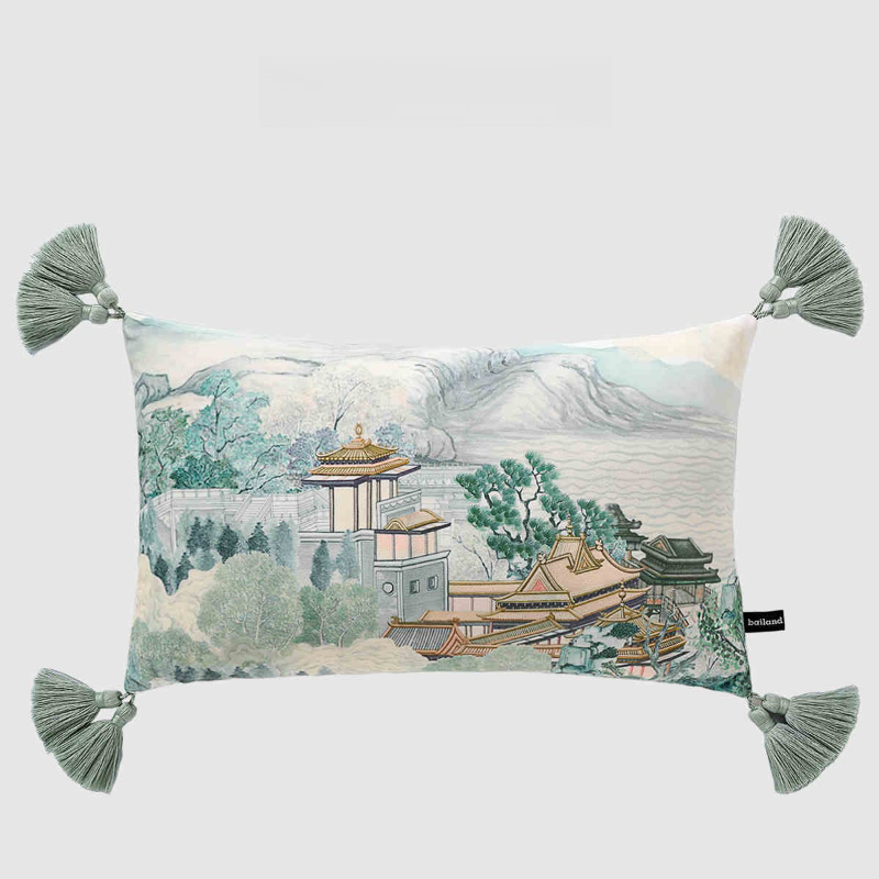 Housse de coussin rectangulaire avec pompon mignon chien, taie d'oreiller imprimée Double face en velours doux, décoration de canapé, chambre à coucher, voiture 30x50cm: Violet