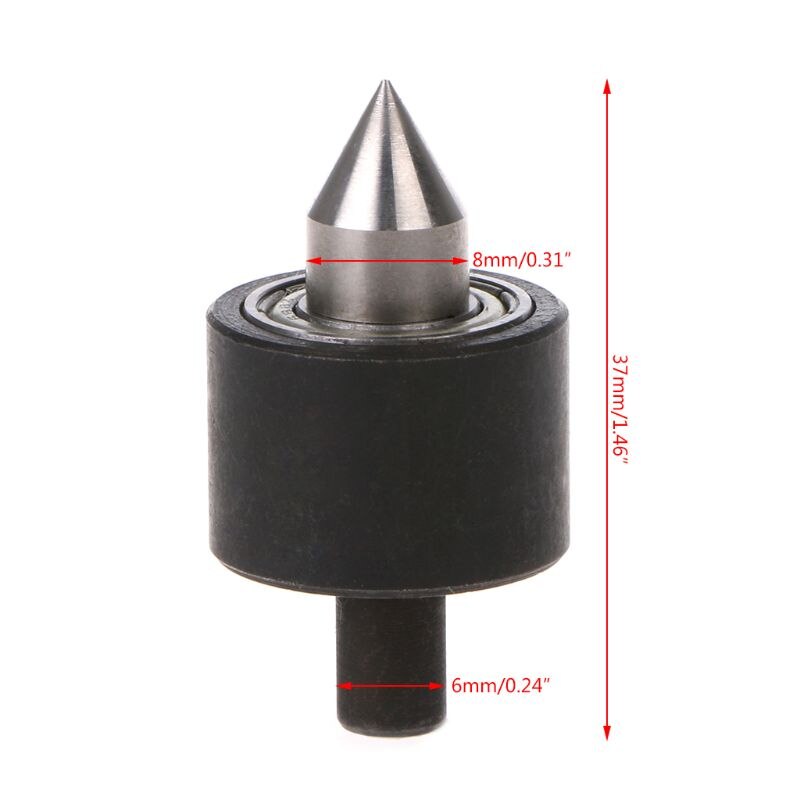 1pc live center head för svarvmaskin roterande center 6mm shank diy tillbehör för mini svarv