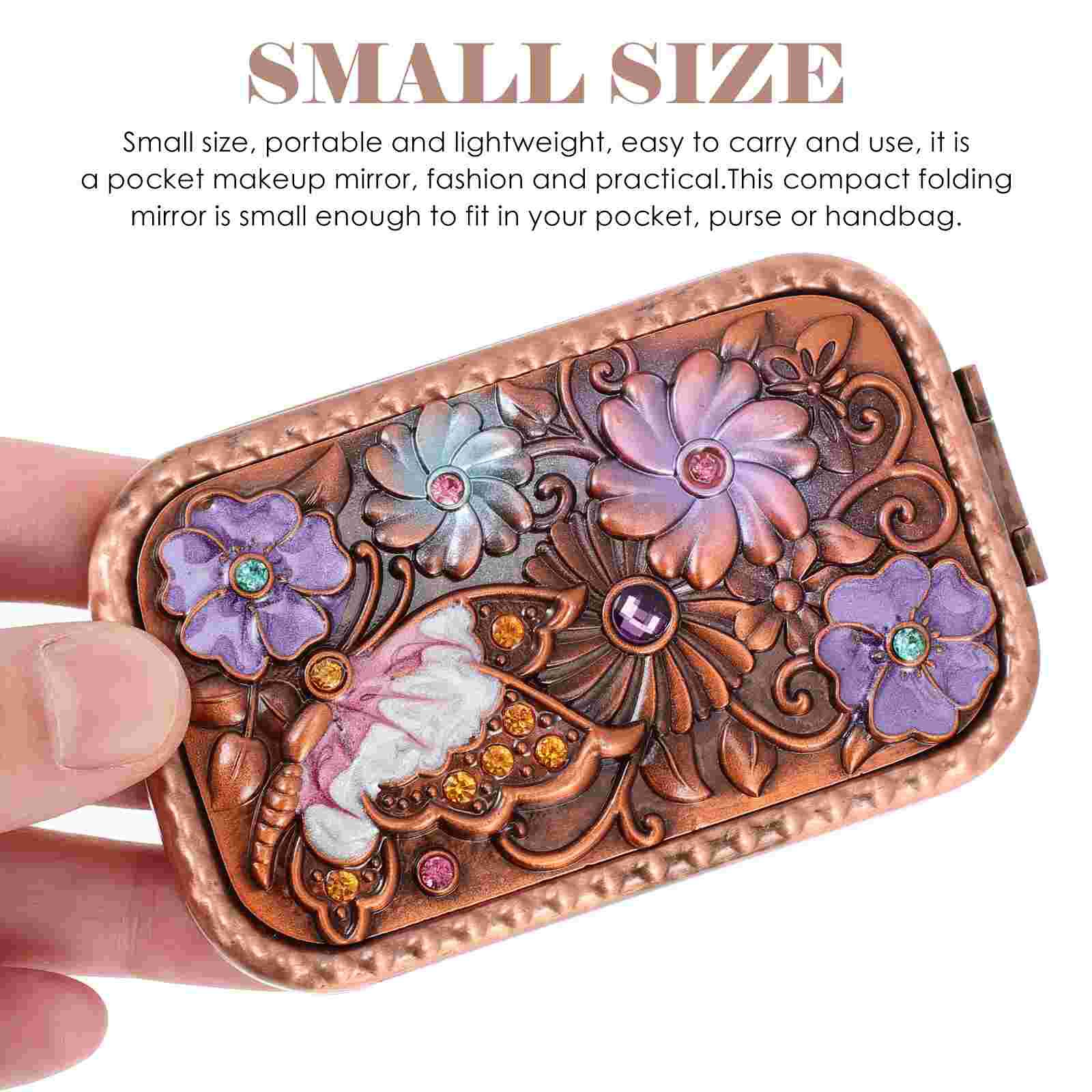 Dual-sided Cosmetics Mirror Folding Portable Makeup Mirror Metal Mirror