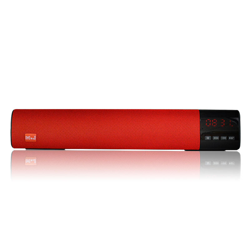M & J 10W HIFI altavoz inalámbrico portátil con Bluetooth estéreo barra TF USB FM 3D Surround Subwoofer columna para computadora TV teléfono: Rojo