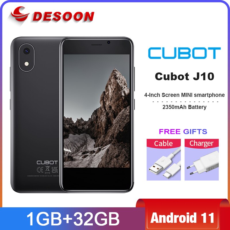 Cubot J10 Smartphone Android 11 4.0‘’ display MINI Mobile Phones 32GB ROM Dual SIM 3G Face ID 2350mAh 5MP Celular Cellphone