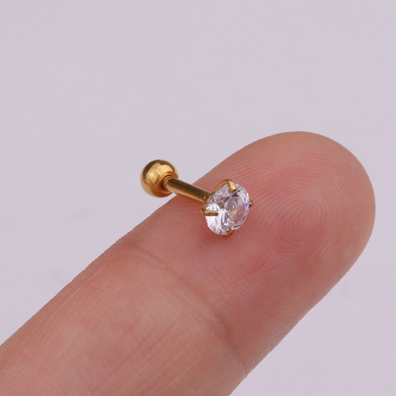 1Pc Goud Zilver Kleur Rvs Oor Kraakbeen Helix Schroef Terug Earring Stud Cz Tragus Roek Conch Piercing Sieraden: gold  style 01