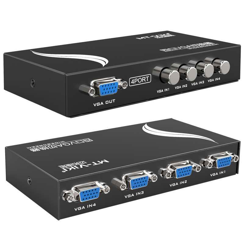 MT-15-4C 4 Port VGA Splitter Box 1 PC to 4 Monitor Out SVGA LCD Video Monitor Splitter Box for Laptop Computer TV