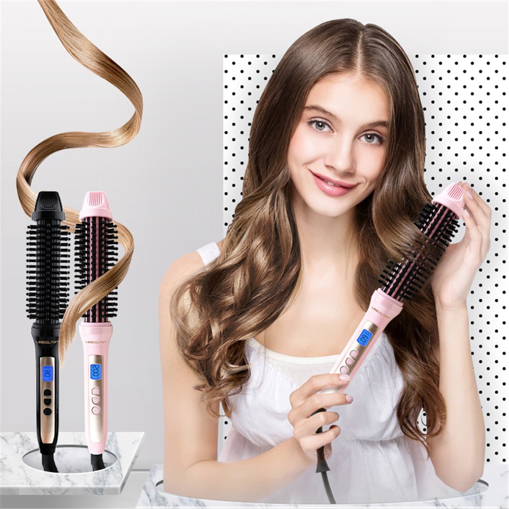 LESCOLTON Display 2 In 1 Ceramic Hair Straightener Comb Hair Curler Curling Roller Beauty Care Iron Brush Comb