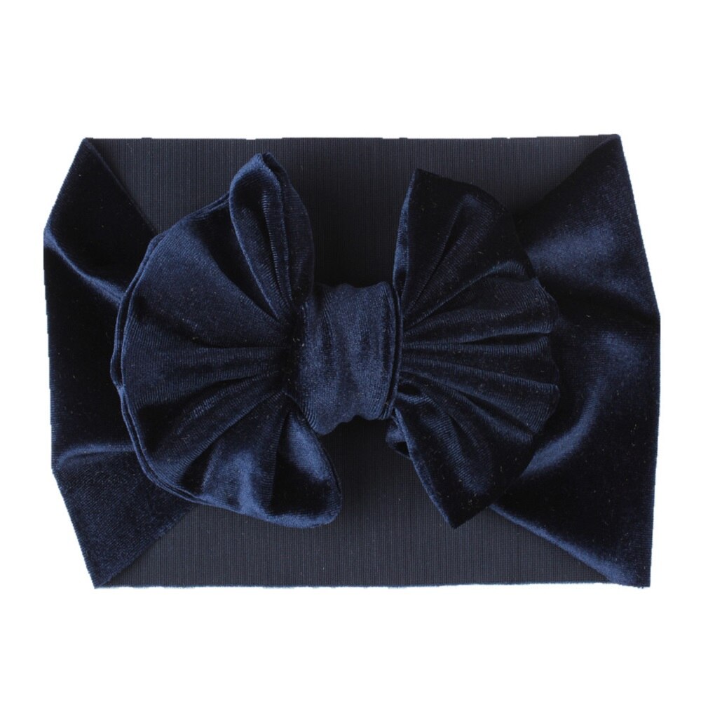 Diadema de terciopelo con lazo para bebé y niña, diadema de Navidad para recién nacido, 6cm, lote elástico suave: Navy Blue