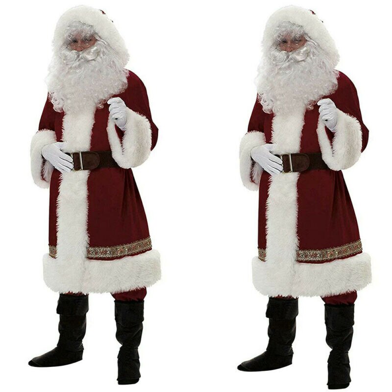 Dewadbow herr jultomten cosplay kostymer år jul vuxen kostymer festival firande kostym lyx sammet fest
